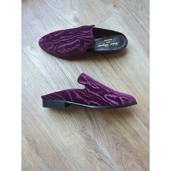 Robert Clergerie Alice Mules Goth Velvet Violet Slip On Shoes Flats - Picture 1 of 16